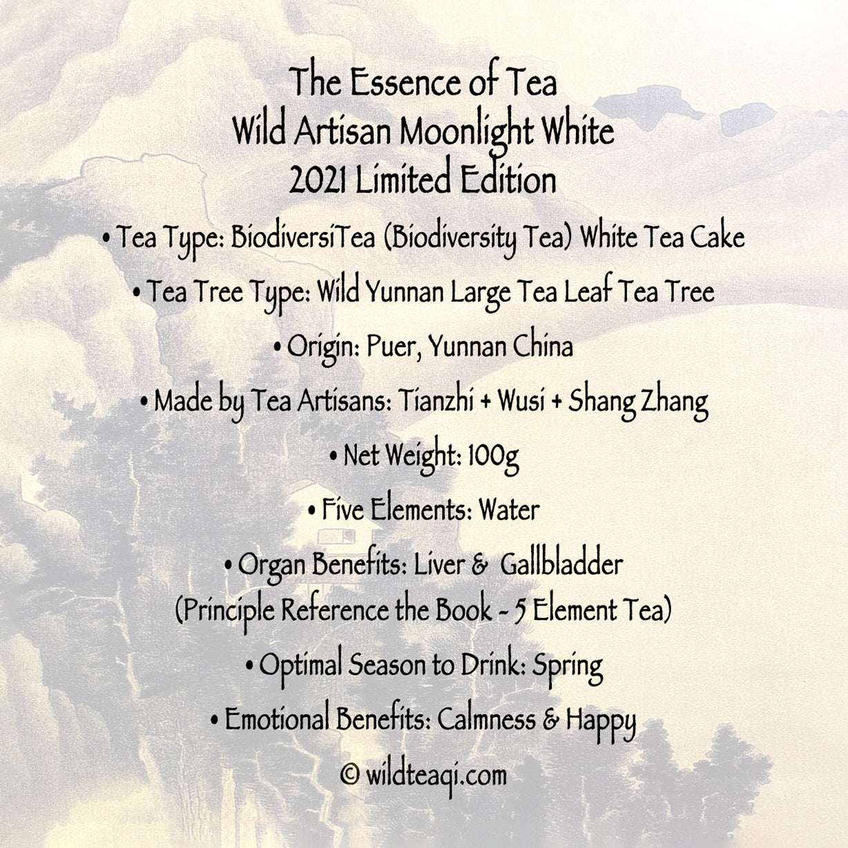 The Essence of Tea - Wild Artisan Moonlight White - 2021 Limited Edition - Wild Tea Qi Official Website